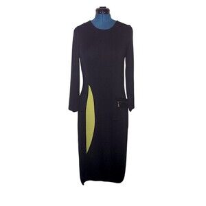 Naya Anthracite Women's Dress with Color block Indie Core Turkish Design Size M